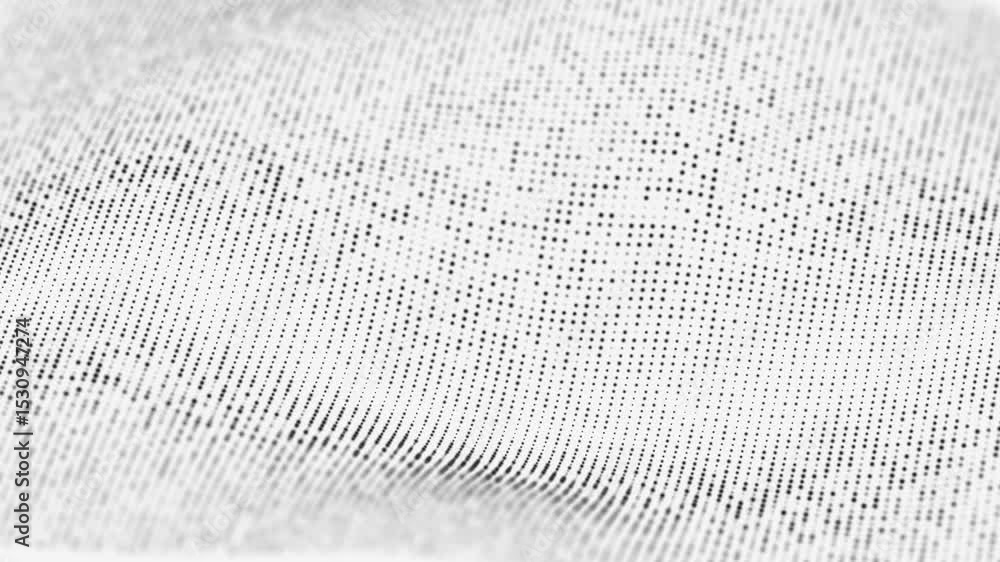 Aufkleber abstract clean glowing wave of particles and dots moving on white background, big data visualization