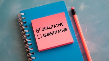 Person selecting between qualitative and quantitative written on sticky notes, symbolizing decision-making in research
