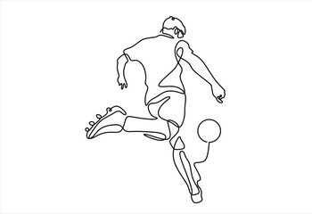Soccer Player Kicking the Ball in a Continuous Line