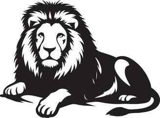 Lion silhouette majestic logo graphic, King of jungle in bold black illustration