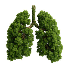 Green lungs formed by tree foliage on a black background representing respiratory health and environment