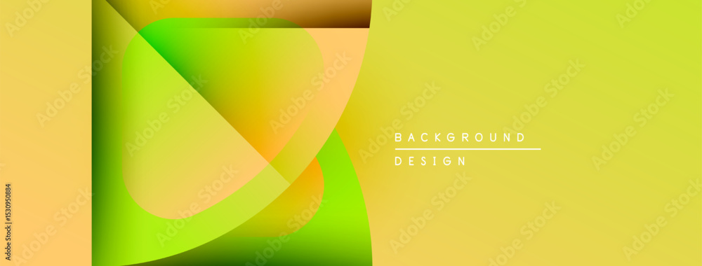 Poster Abstract yellow design features overlapping shapes. Gradient colors create modern visual effect. Minimalist style, clean composition.