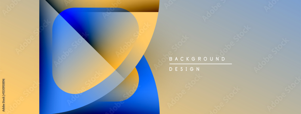 Aufkleber Abstract shapes overlap, creating dynamic visual effect. Warm, cool colors blend with gradient background. Minimal text present.
