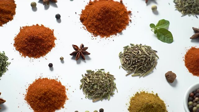 Colorful Spice Assortment on White Background
