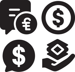 vector dollar icon set. Finance & Money Icon Set – Dollar and Currency Symbol Vector Collection