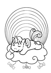 Unicorn Coloring Pages for Kid - Unicorn Outline - Black and White Unicorn Clip Art for Coloring Pages and Educational Use