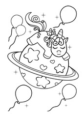 Unicorn Coloring Pages for Kid - Unicorn Outline - Black and White Unicorn Clip Art for Coloring Pages and Educational Use
