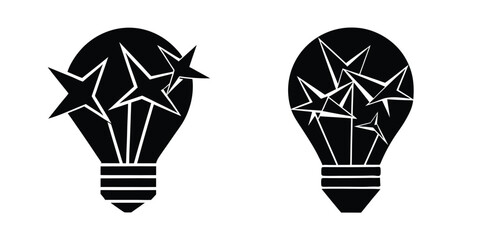 Light Bulb Made Of Origami Cranes Silhouette on White Background