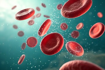Microscopic View of Red Blood Cells Flowing in Plasma