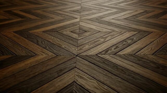 Elegant wooden parquet floor with a geometric pattern.