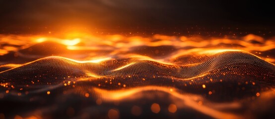 Mysterious glowing waves under twilight hues