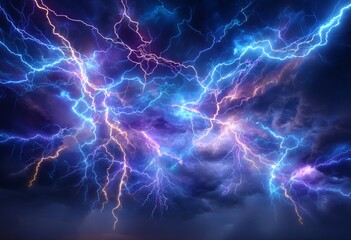 Fototapeta premium The image features isolated thunder lightning bolts on black