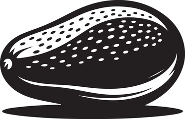 Black and White Illustration of a Single Mango Fruit