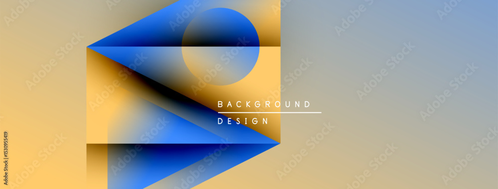 Fototapete Abstract geometric design. Overlapping shapes create dynamic visual effect. Warm, cool colors blend seamlessly. Minimalist aesthetic.