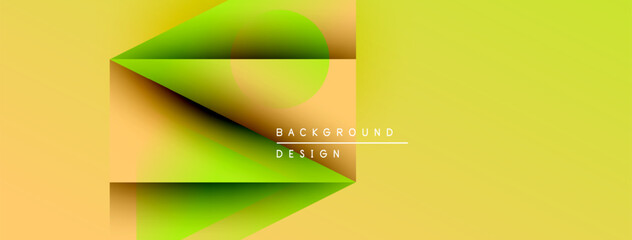 Abstract yellow, orange, green design. Geometric shapes create dynamic visual effect. Modern background suitable for presentations, websites.