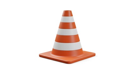 An isolated orange traffic cone with reflective white stripes, a symbol of road safety and construction zone management ee (946).jpg
