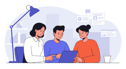 Young Professionals Having Office Discussion with Digital Devices