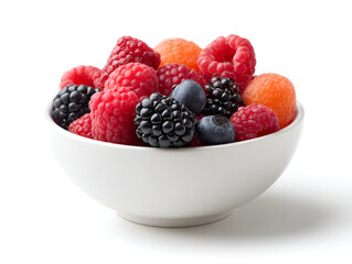 Fersh mixed fruit in a white or transparent bowl with white or transparent background 26920536 1