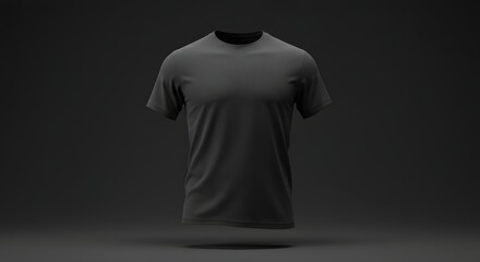 Black T shirt Mockup on Black Background - Product Photography Concept