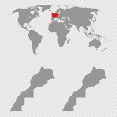 Fototapeta premium Morocco Map Set with World Location.