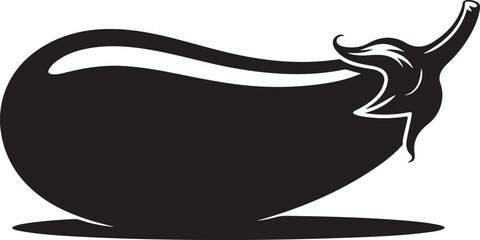 Black and White Silhouette of a Single Eggplant