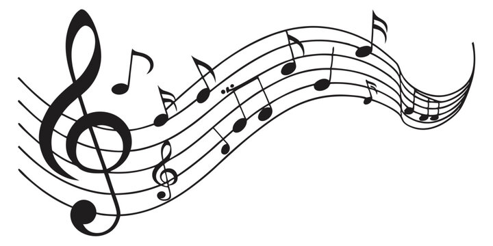 Abstract musical notes flowing in a dynamic, elegant style.