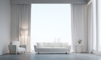 Modern living room interior design with white sofa chair and curtains home decor ideas inspiration