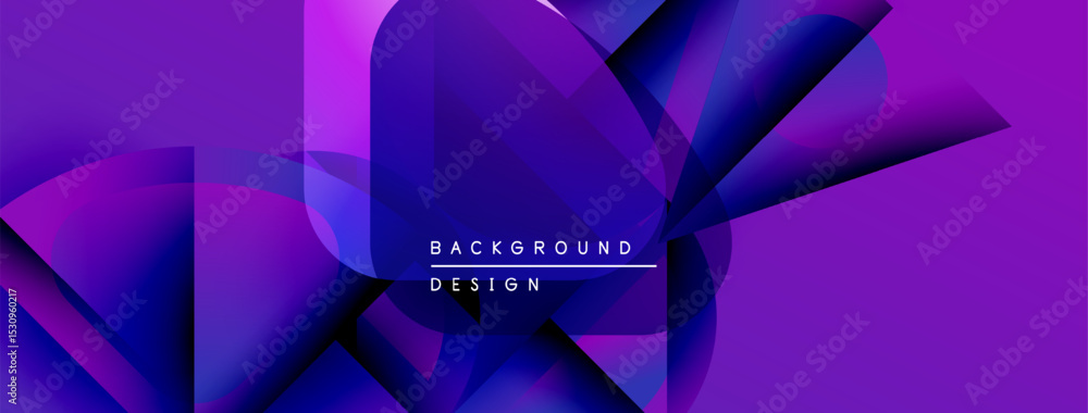 Poster abstract purple design features geometric shapes, gradients, dynamic composition. modern background 