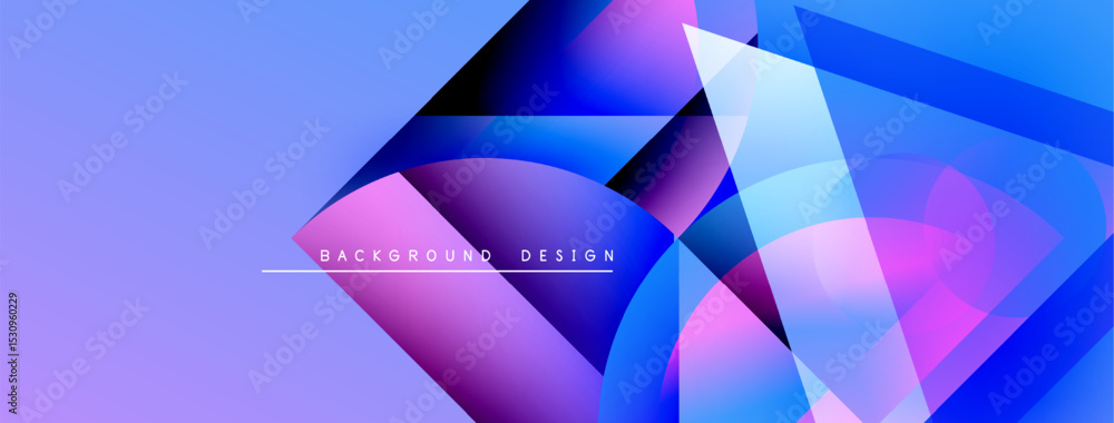 Leinwandbilder abstract geometric shapes blend vibrant purple, blue hues. modern design features overlapping layers