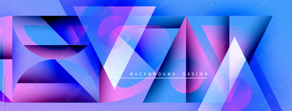 Aufkleber abstract geometric design. vivid blue, purple hues create dynamic composition. modern background sui
