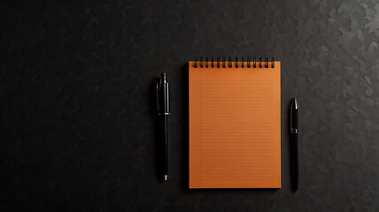 Vibrant Orange Notebook Mockup on Dark Desk 2