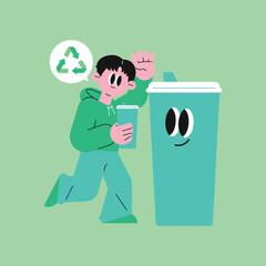 Person throwing a cup to recycling bin for sustainability.
tumbler