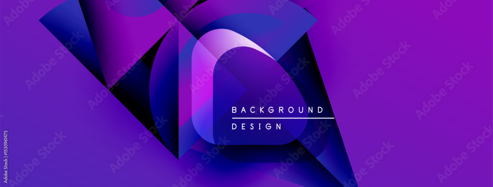 Poster abstract purple design features dynamic shapes, gradients. modern background ideal for presentations