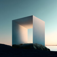 A white structure with a hole in the middle