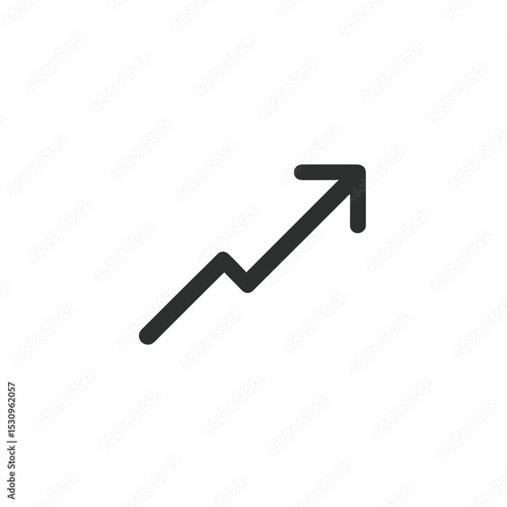 Poster diagonal upward arrow icon in minimalist line art style