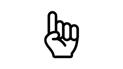 Hand gesture with one finger raised in a simple black outline  