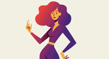Stylish woman posing confidently in vibrant colors  