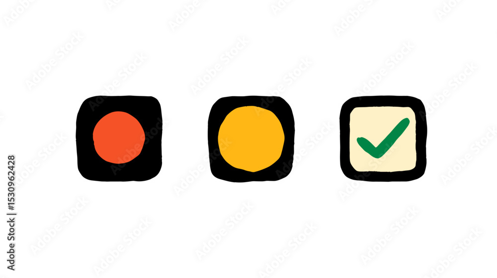 Poster colorful task status icons in simple, minimalist style