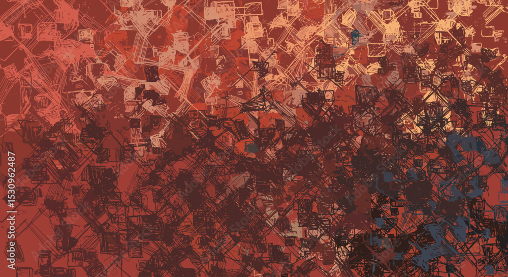 Poster abstract geometric pattern with warm tones and layered textures