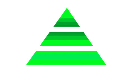 Neon green pyramid logo with three tiers and gradient design  