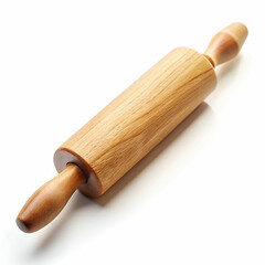 traditional wooden rolling pin with smooth cylindrical body and rounded handles
