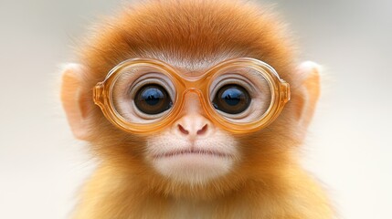 Fototapeta premium Adorable monkey with oversized glasses and expressive eyes against soft background