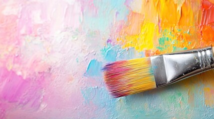 Fototapeta premium Colorful abstract art background with brushstroke in vibrant pastel shades
