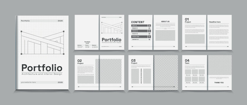 Architecture and interior portfolio design, Architecture Portfolio Layout, a4 size portfolio template design.