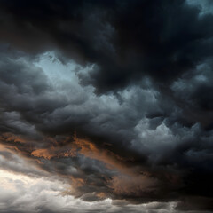 A dark stormy sky with a few clouds