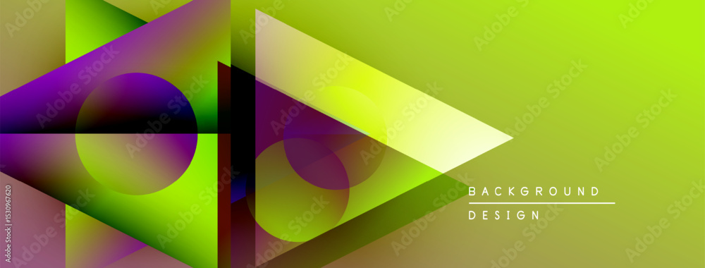 Aufkleber Abstract geometric shapes blend vibrant colors. Gradient background creates dynamic visual effect. Modern design element for presentations.