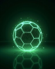 Futuristic green soccer ball abstract design
