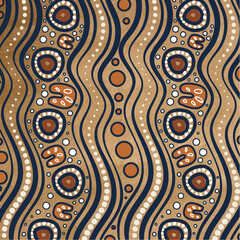 Flowing Lands and Cultural Symbols - Aboriginal Art Illustration