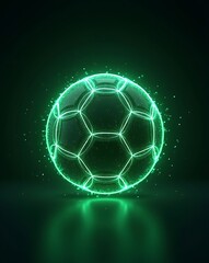 Futuristic green neon soccer ball abstract background