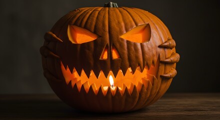Spooky Halloween Pumpkin Jack O Lantern with Candle Light - Horror